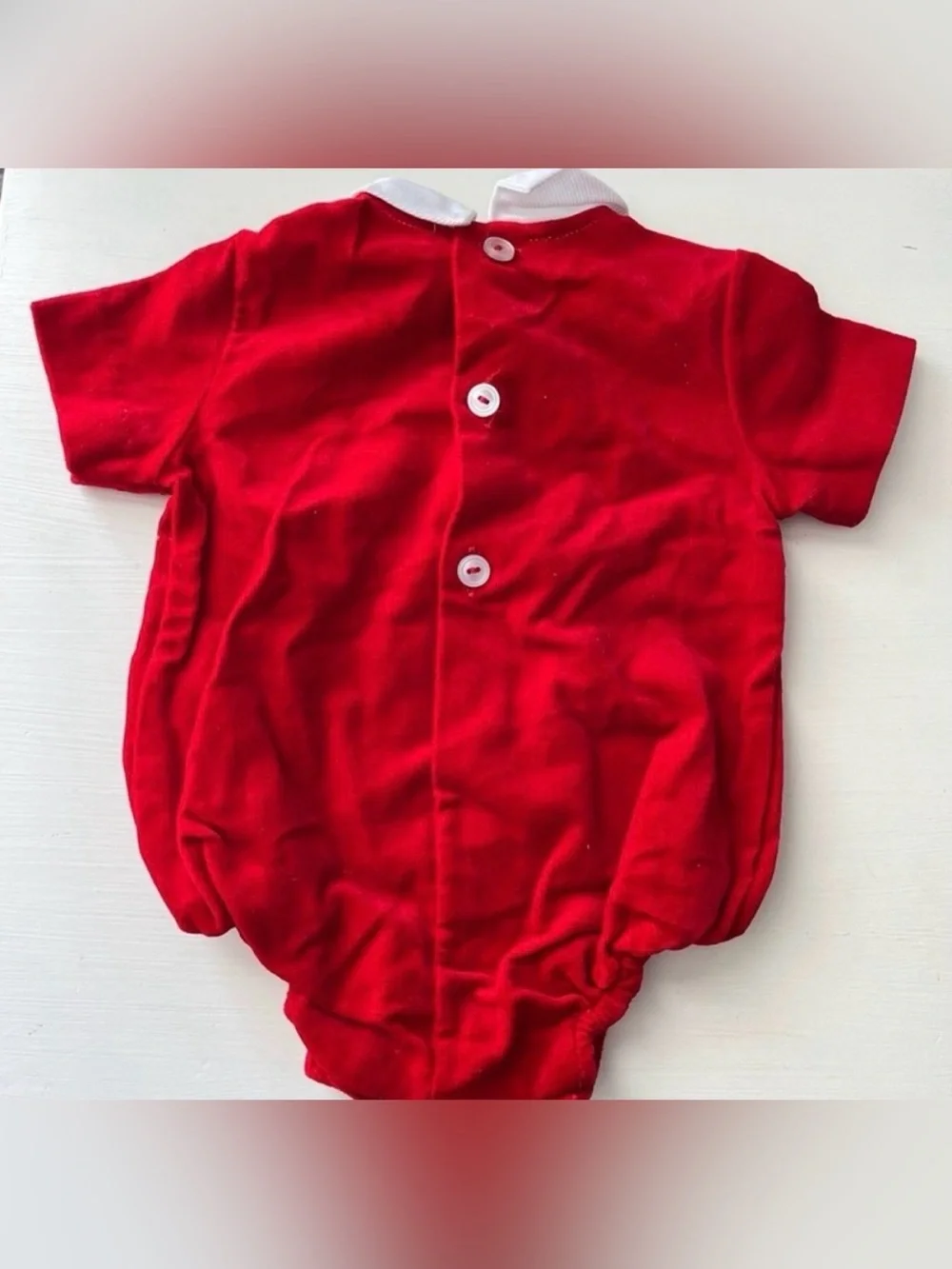 Christmas Outfit Vintage Red Velour Feel 3 Months